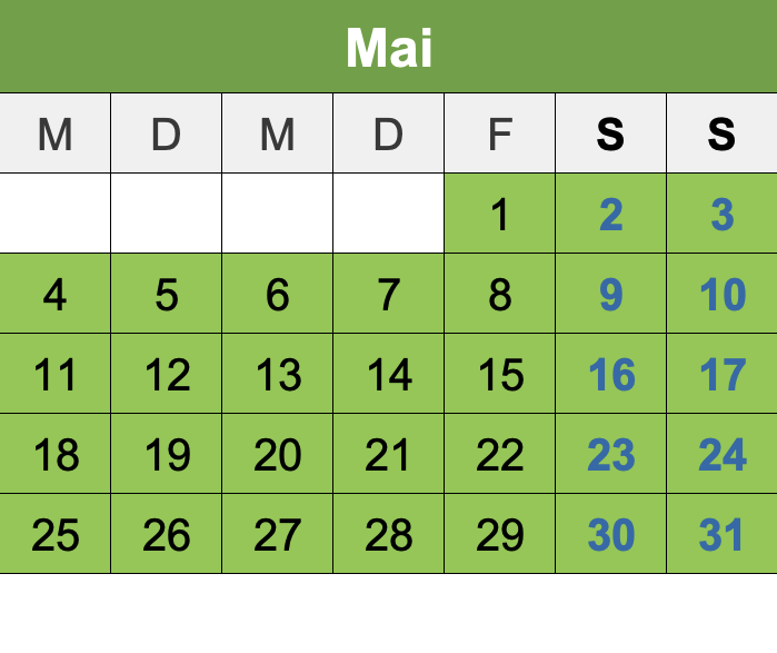 Kalendar Mai 2026