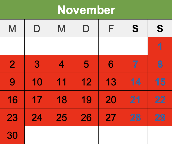 Kalendar November 2026