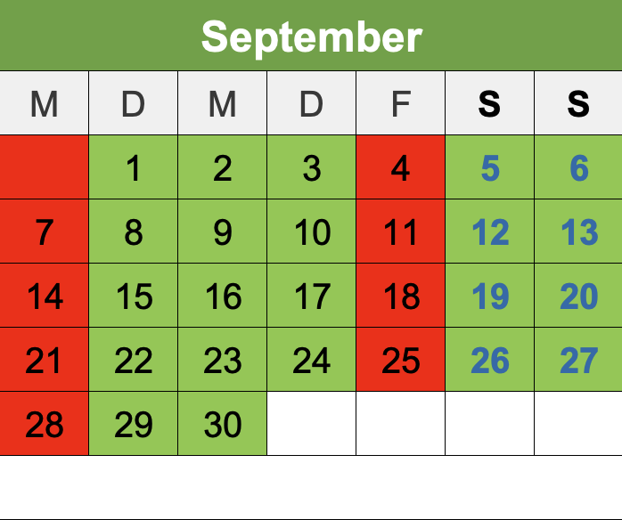 Kalendar September 2026